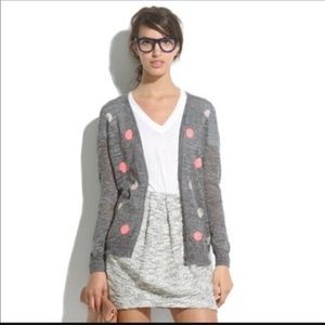 MADEWELL S Fairweather Double Dot Cardigan Linen V-Neck Cardi